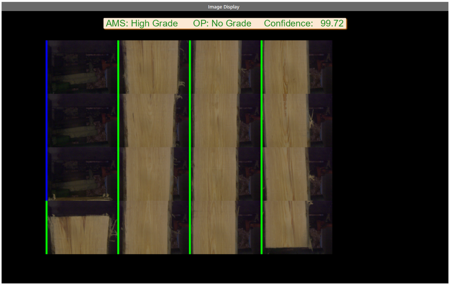 Cant graded as high grade cant by software, green lines on the left of each segment signifying a high grade