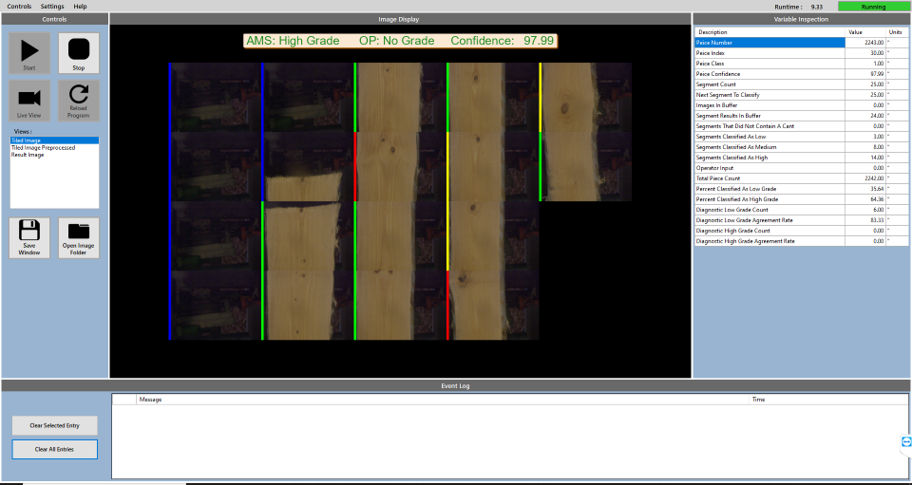 Cant classifier scan head with light bar in production at mill