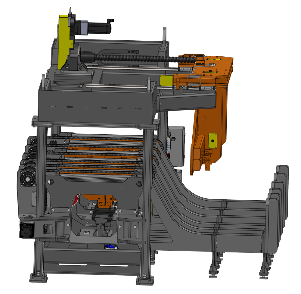 Dynamic Linebar machine with multiple tipple chains, linebar fully retracted, and cant bunks
