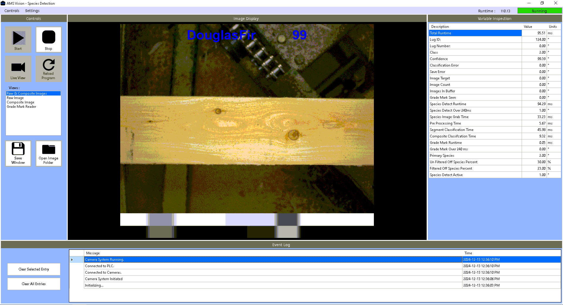 User interface showing a board being classified as douglas fir with 99% confidence